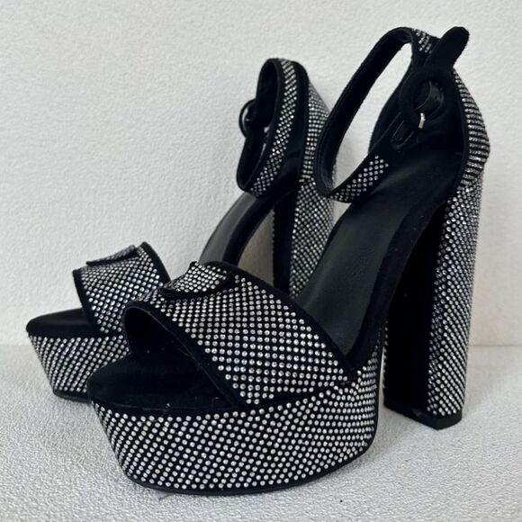 BRAND NEW OLIVIA JOHNSON CHUNKY PLATFORM ANKLE HIGH HEELED SANDALS - Picture 1 of 16